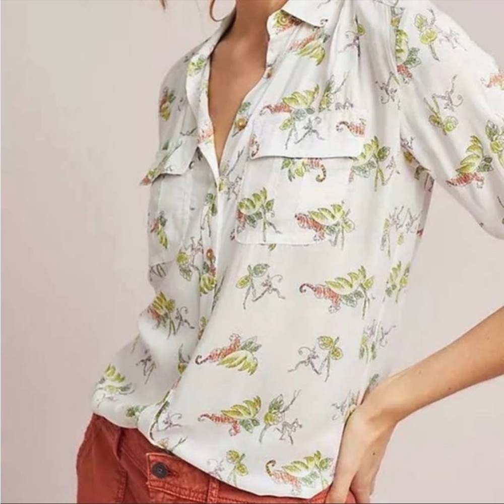 Maeve Jungle Print Button Down Shirt